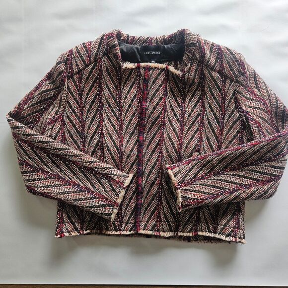 Anthro Driftwood XL Tweed Blazer Jacket Open Front Multi Color Office Wool Blend - Picture 1 of 7